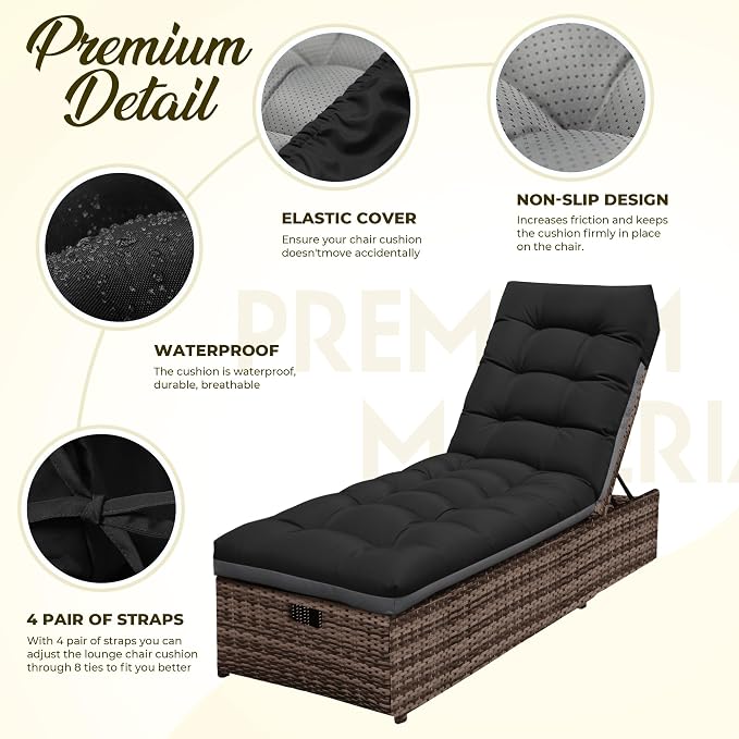 Outdoor Lounge Chair Cushions, Chaise Lounge Cushions - Image 3
