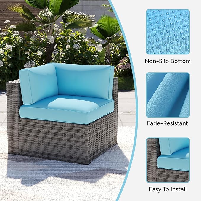 Aoxun 14pcs Patio Cushion Covers Replacement, Waterproof Outdoor Furniture - Image 5