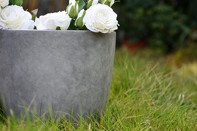 Kante 18 Inch Dia Round Concrete Planter, Indoor Outdoor Large Plant Pot - Image 10
