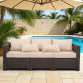 Outdoor Furniture Couch 3 Seater Sofa Outdoor Brown Wicker Sofa Deep Seat High by RattanStar