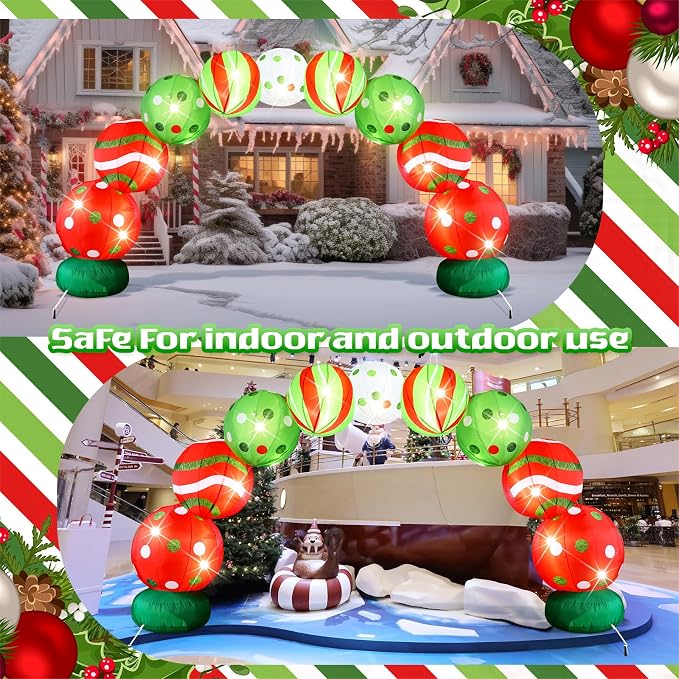 VIHOSE 8.2 FT Giant Christmas Inflatables Archway Christmas Blow Up Ball Arch - Image 7