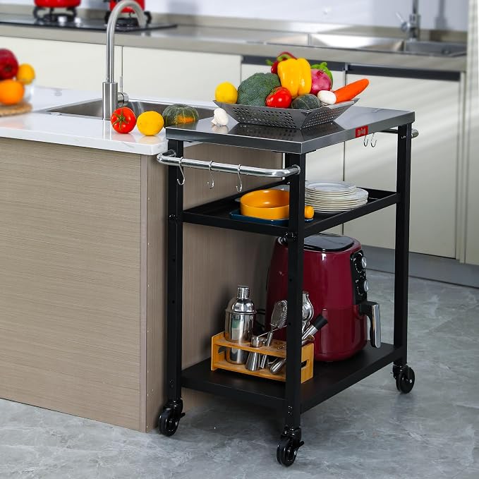 3-Shelf Grill Table, Pizza Oven Stand - Image 8