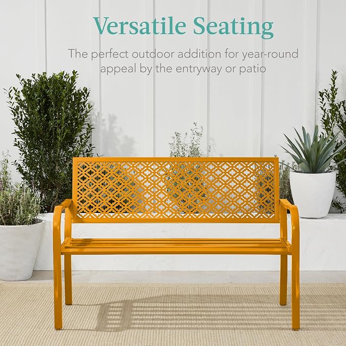 Best Choice Products Outdoor Bench 2-Person Metal Steel Benches Furniture - Image 6