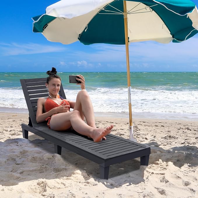 EasyUp Chaise Lounge Chair Outdoor, Resin Lounge Chair - Image 2