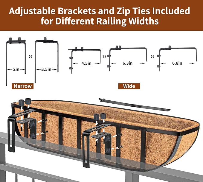 2pcs 30' Planter, Metal Window Box - Image 3