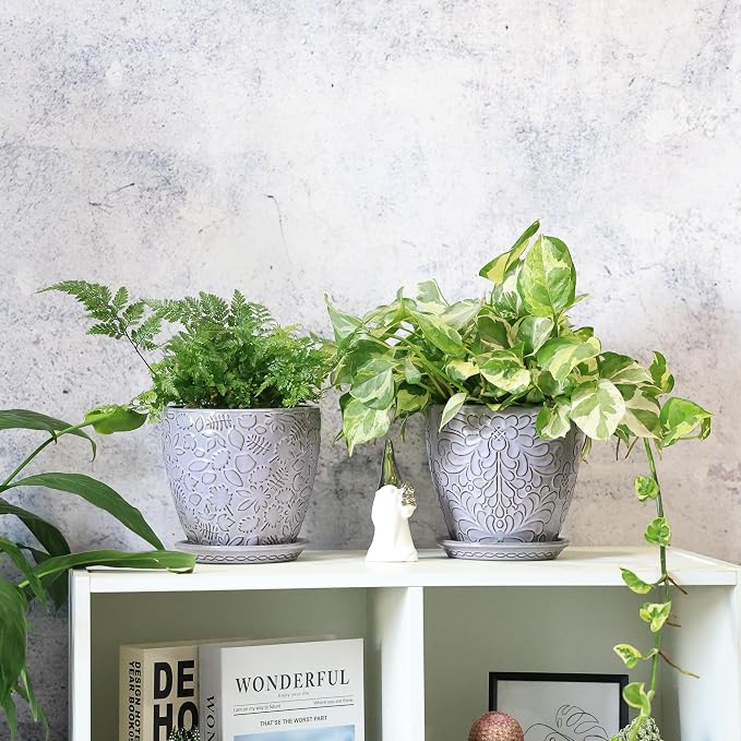 6 Inch Retro Ceramic Planter Set of 2 - Image 5