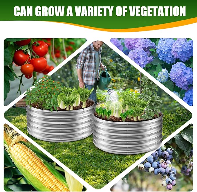 17" Tall Elevated Round Metal Rised Garden Bed- 3.3'x3.3' in Size and 0.8MM - Image 6