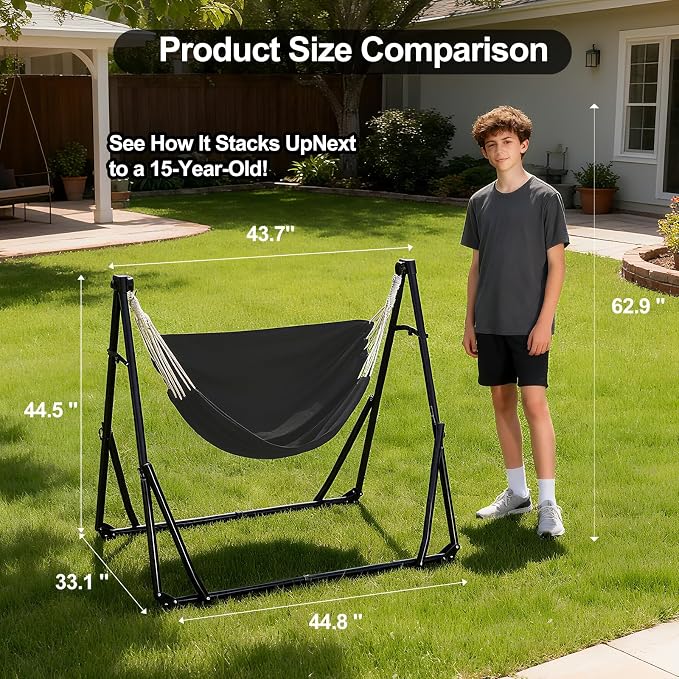 2-in-1 Hammock & Swing Chair for Teens – Adjustable Folding Chair - Image 3