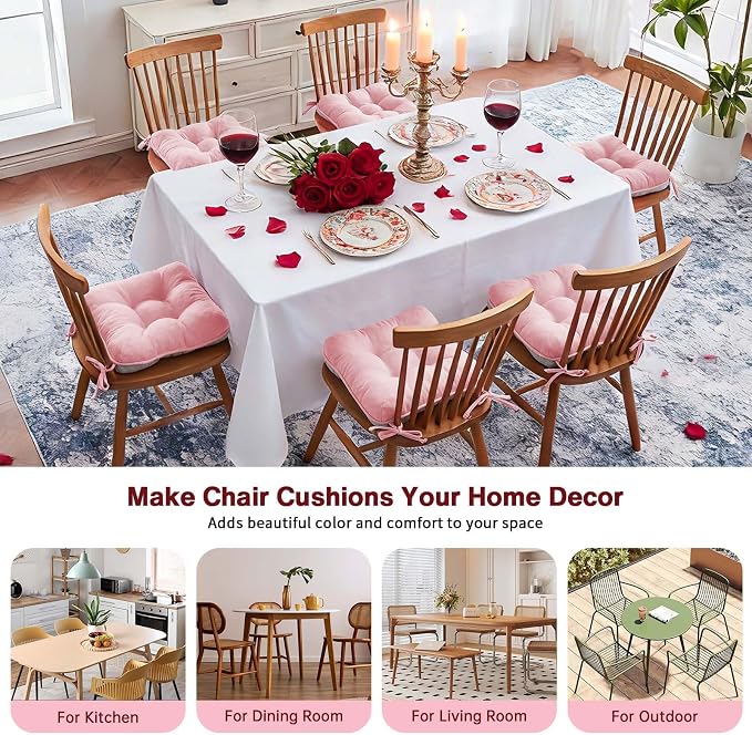 BETU Pink Chair Cushions for Dining Chairs Set of 6, 3.5" Thick Kitchen Table - Image 5