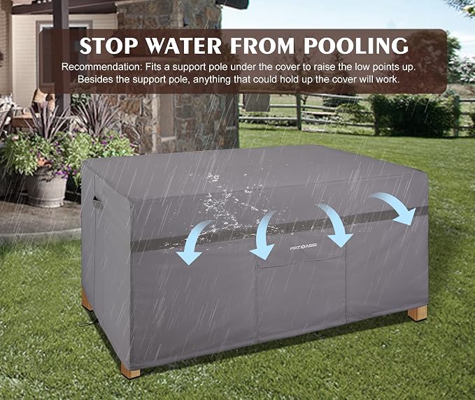 Patio Table Covers Waterproof Rectangular, Hickory Patio Furniture Cover Gray - Image 5