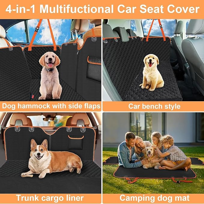 Mancro Dog Car Seat Cover for Back Seat, 2025 Upgraded 600D Heavy Duty - Image 4