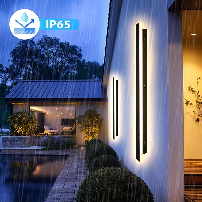 Outdoor Wall Light LED Long Wall Sconce 31.5in Ip65 Waterproof Black Modern - Image 3