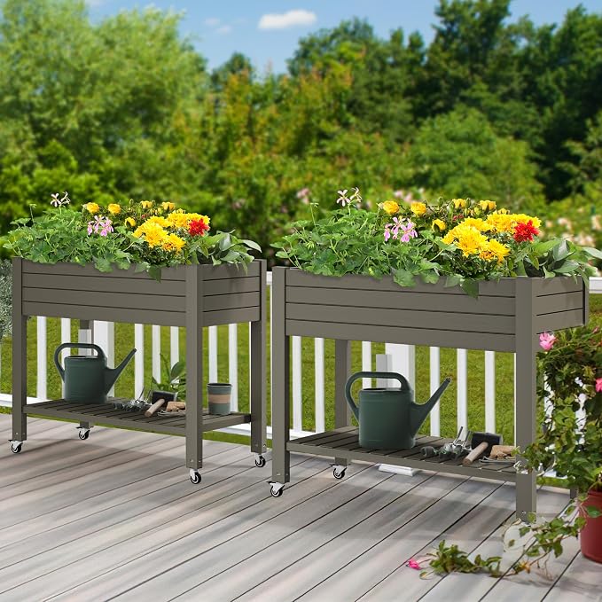 YITAHOME 43.3x17.7x34 in Elevated Garden Bed, Outdoor Plastic Planter Box - Image 7