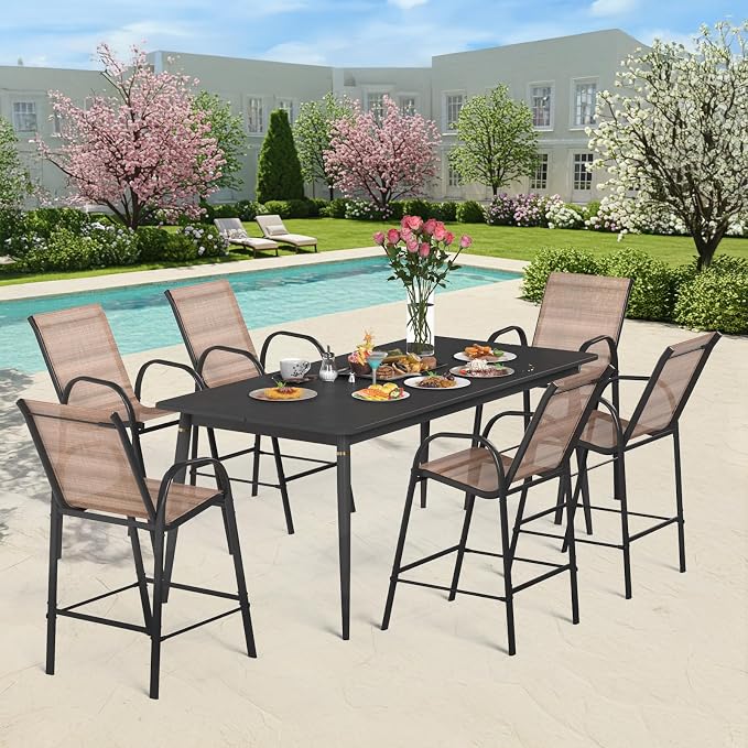 HOMREST Outdoor Bar Height Stools Set of 6, Stackable Patio Chairs - Image 9