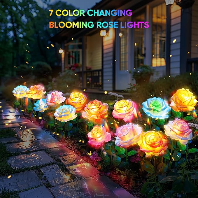 10 Pack Solar Flowers Lights Outdoor Waterproof - Image 4