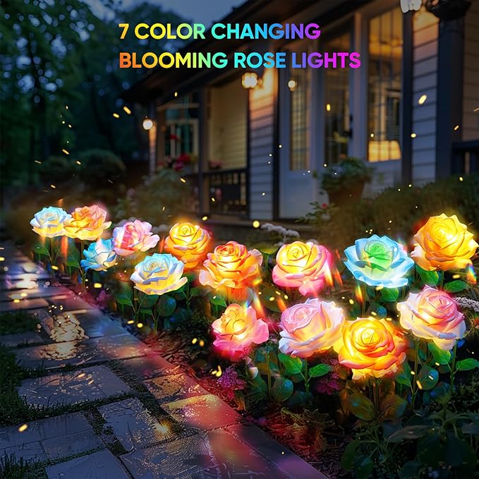6-Pack Solar Flowers Outdoor Waterproof - Image 2