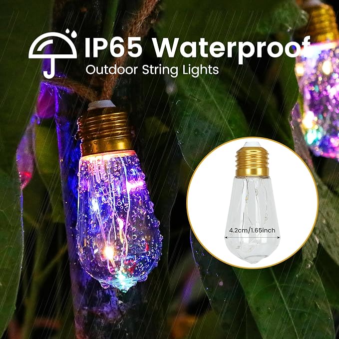 Solar String Lights Outdoor, 24FT Vintage Rope Hemp Solar String Lights - Image 3