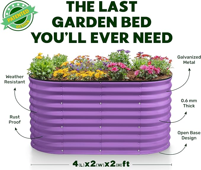 Plant & Plot Galvanized Raised Garden Beds Outdoor // 4×2×2 ft Planter Raised - Image 5