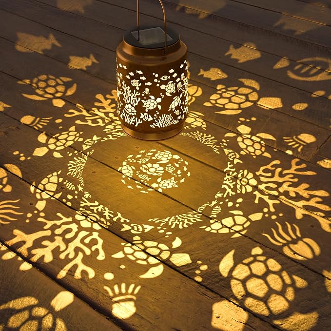 Sea Turtle Solar Lantern for Garden Outdoor Decor – Hanging Metal Light - Image 8