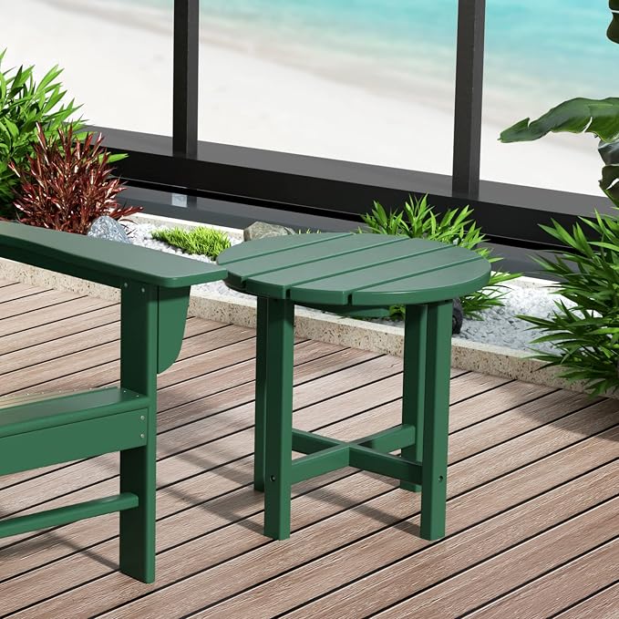 WestinTrends Dylan Adirondack Round Outdoor Side Table, Dark Green - Image 10