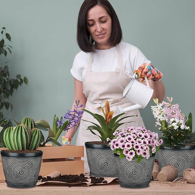 Quarut 12 Inch 4 Pack Large Plant Pots, Plastic Flower Pot - Image 2