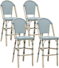 PURPLE LEAF French Bar Stool Set of 4 White Print Finish Patio Bar Stools by PURPLELEAF