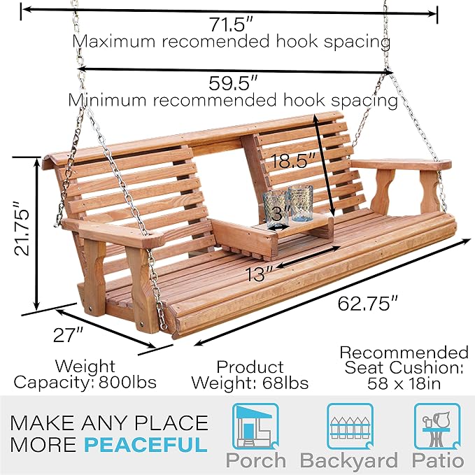 Porchgate Amish Heavy Duty Console Porch Swing - Image 5