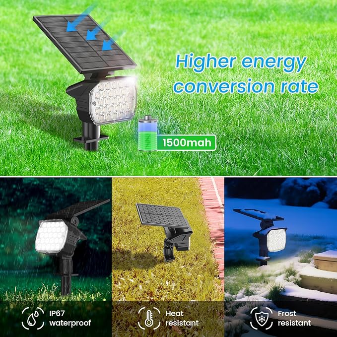 VOLISUN Solar Spotlight Outdoor, IP67 Waterproof Solar Landscape Spot - Image 4