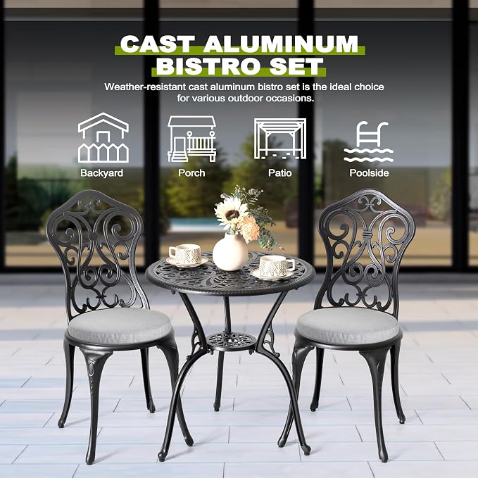 NUU GARDEN Patio 3-Piece Bistro Set - Image 3