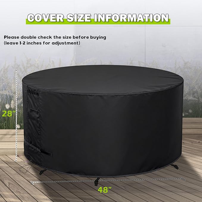 Round Patio Furniture Cover Weatherproof, 48 Inch Outdoor Round Table Cover - Image 7