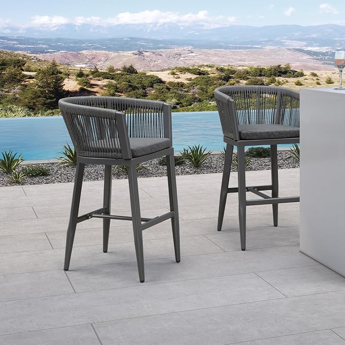 PURPLE LEAF Outdoor Bar Stools Set of 4 Wicker Bar Height Stool Bar Chairs - Image 9