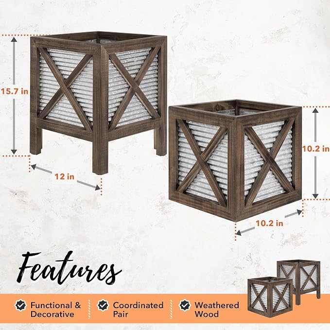 Autumn Alley Farmhouse Front Porch Planters Set of 2 Stand - Image 4