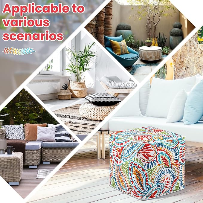 Juexica 2 Pack Ottoman Poufs Indoor Outdoor Inflatable Ottoman Stool Cube - Image 6