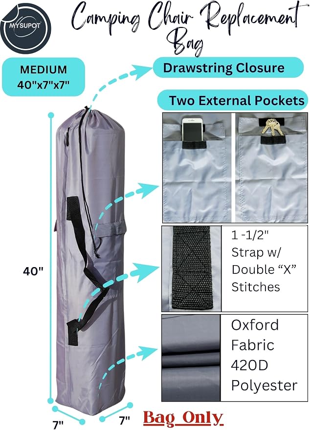 40"x7"x7" Replacement Bag for Folding Camping Chair, Camp Chairs, Yoga Mat - Image 3