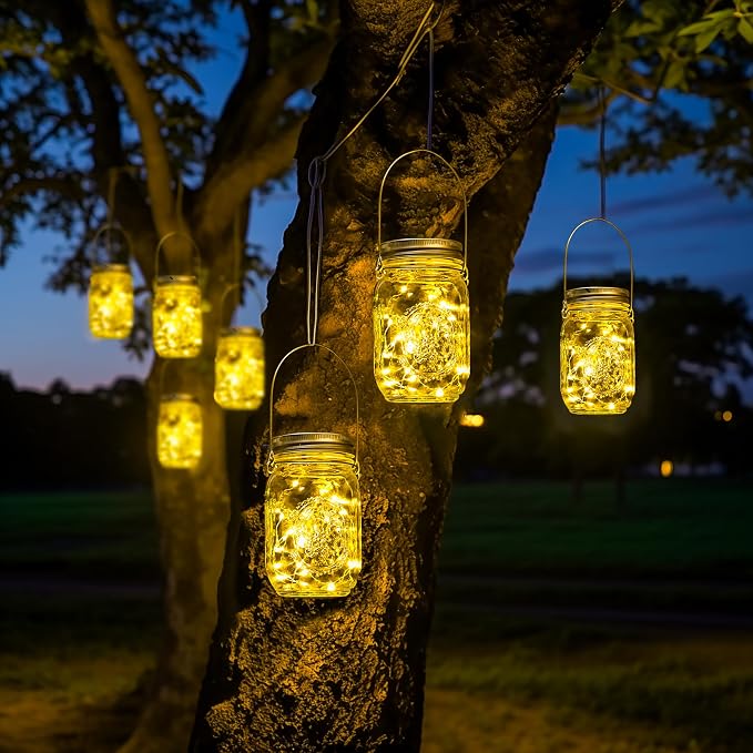 GIGALUMI Solar Mason Jar Lights, 8 Pack 30 Led String Fairy Lights Garden - Image 3