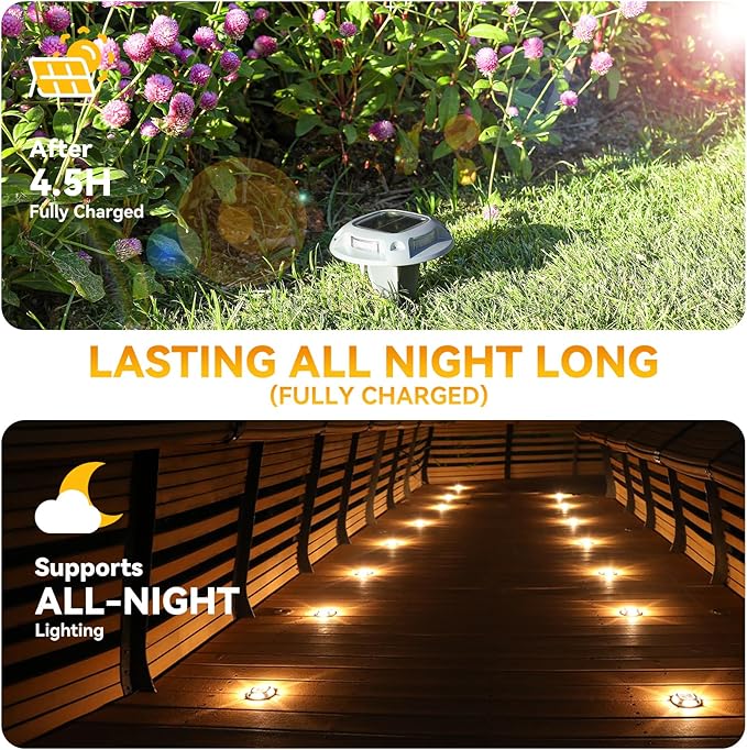 AGPTEK Solar Driveway Lights 12 Pack, 2 Colors in 1 Outdoor Solar Deck Dock - Image 5