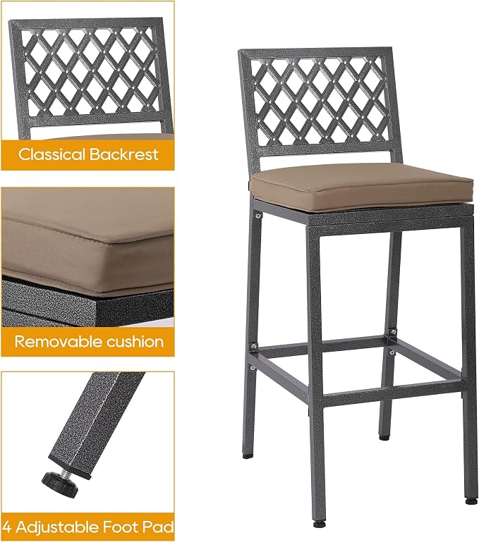 Outdoor Patio Bar Set, Bar Height Patio Dining Set, Weather-Resistant Bistro - Image 4