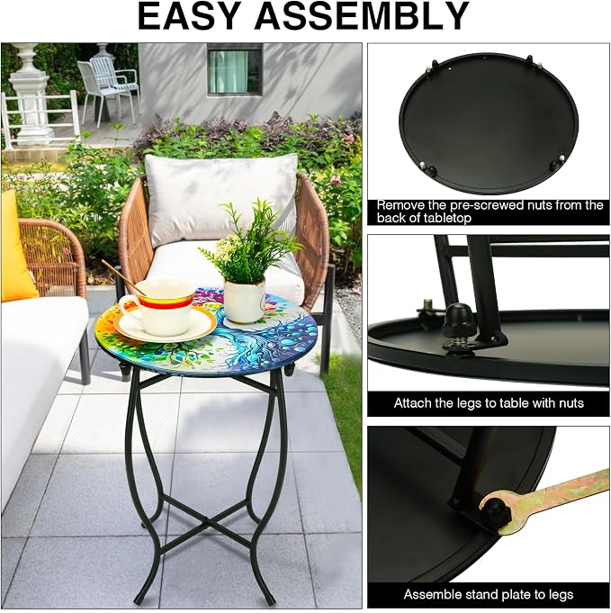 Fashion&cool Outdoor Side Tables, Weather Resistant Metal End Table Side Table - Image 8