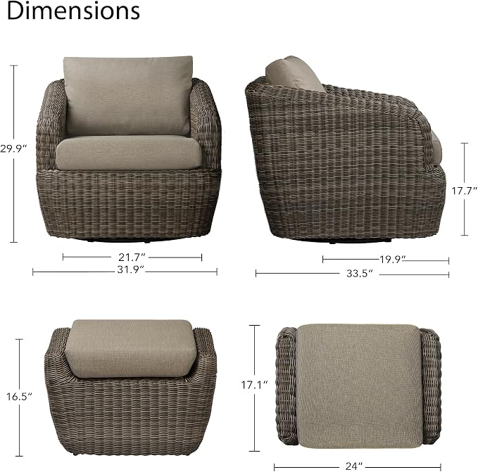 CHITA 2 Pieces Patio Wicker Furniture Set, Outdoor Rattan Chair Set - Image 6