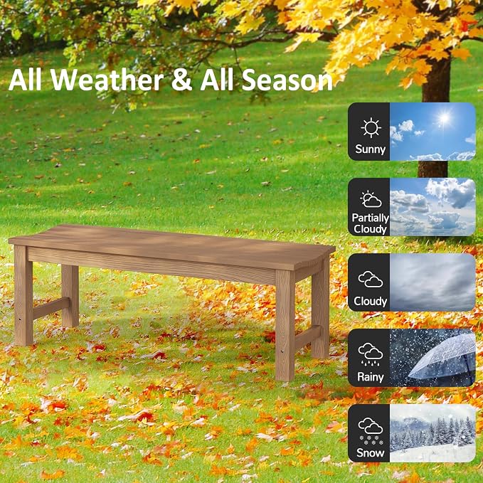 Outdoor Bench, 2-Person Patio Backless Bench Holds up to 800lbs, Weatherproof - Image 4