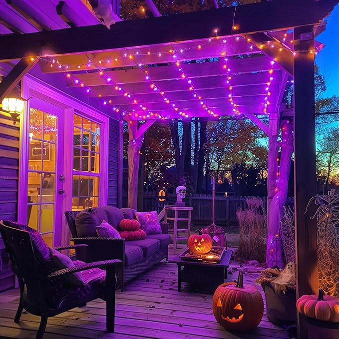 JMEXSUSS 400LED Orange and Purple Halloween Lights Indoor Outdoor Waterproof - Image 6