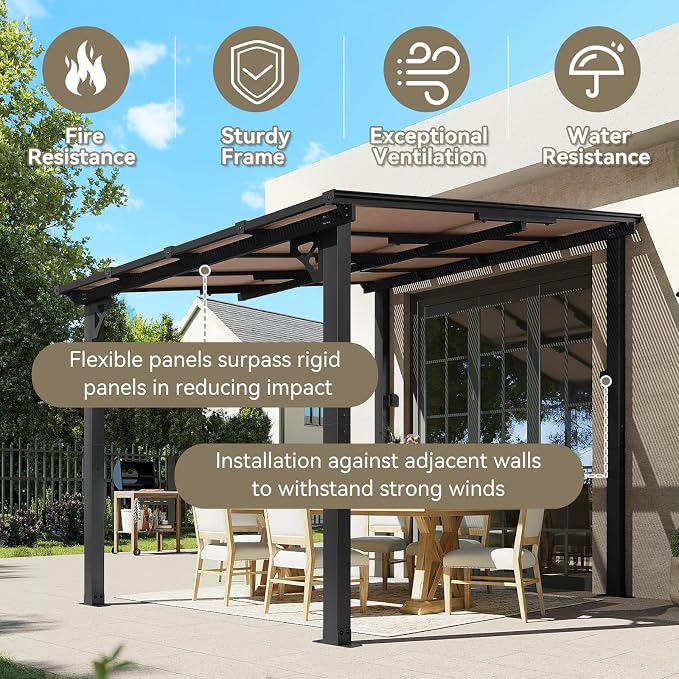 Aoxun 8’x10’ Gazebo, Wall Mounted Gazebos Pergola on Clearance, Outdoor Patio - Image 5