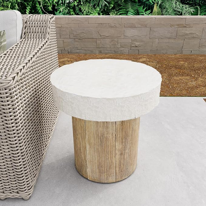 COSIEST Outdoor Medium Side Table, Patio Coffee Table, 19.7 inches Round MgO - Image 8