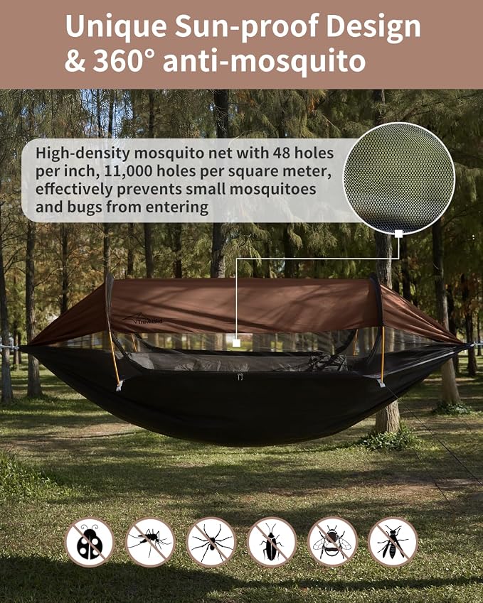 Camping Hammock Tent with Mosquito Net and Sunshade, Extra Large - Image 3