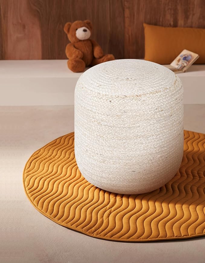 Palisa Round Ottoman Pouf Handmade Cotton Knitted Poof Bean Bag Filling | Boho - Image 4