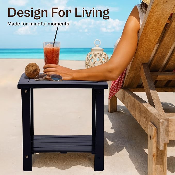 2-Tier Adirondack Side Table – Weather Resistant Wooden End Table, Rectangular - Image 7