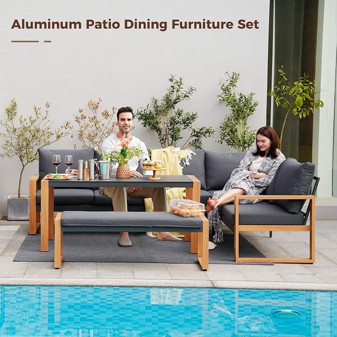 Grand patio Aluminum Patio Furniture Set, L Shaped Outdoor Sectional Sofa - Image 2