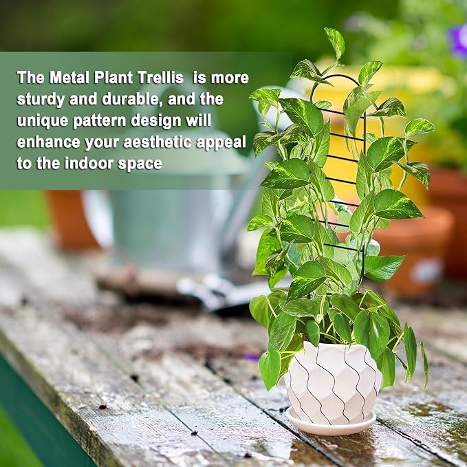 17.5 Inch Indoor Plant Trellis for Climbing Plants, Small Metal Garden Trellis - Image 5