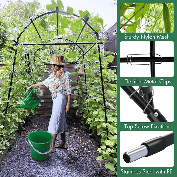 Garden Arch Trellis 7FT Extra Tall Polyethylene-Coated Stainless Steel Garden - Image 5