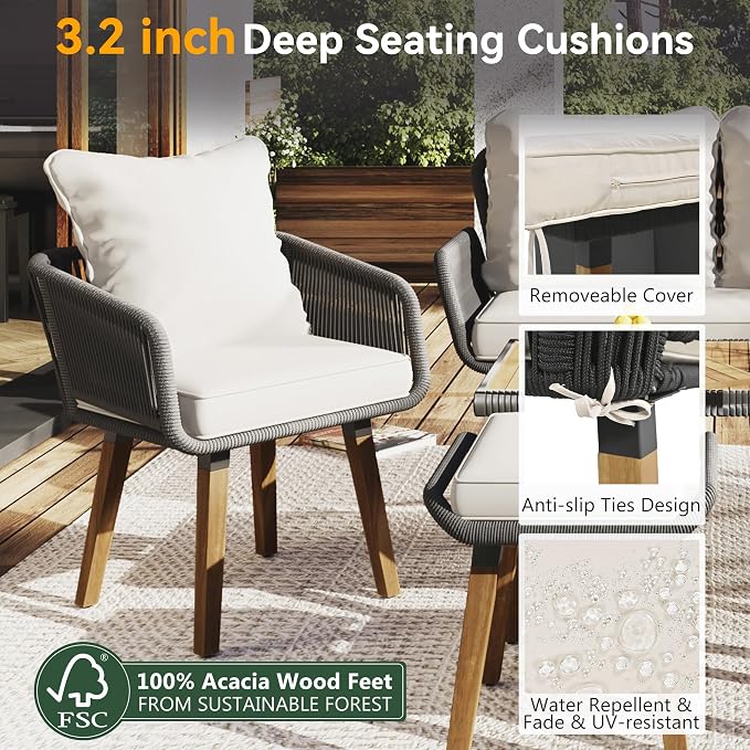 6-Piece Rope Patio Furniture Set, Outdoor Furniture - Image 9